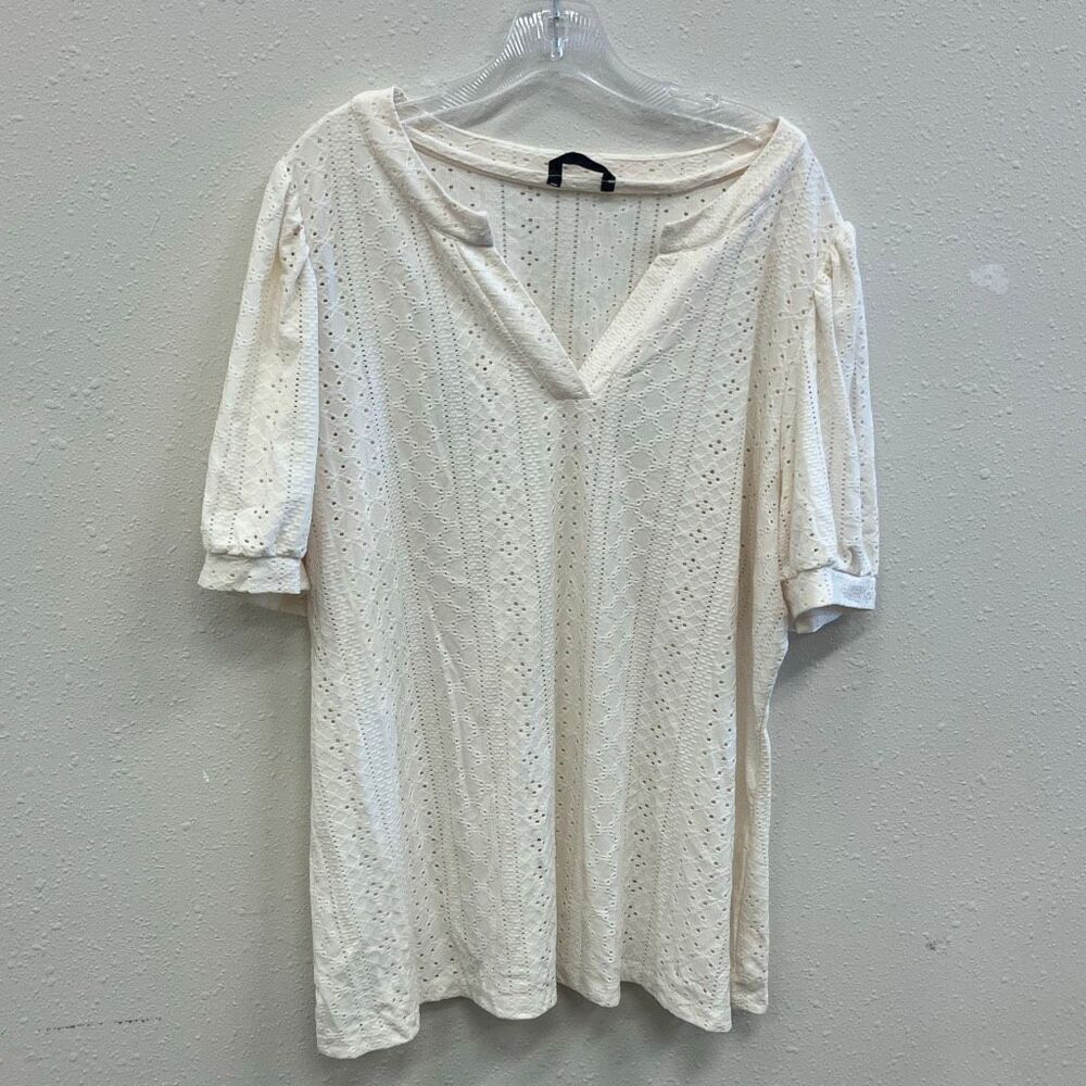 Bloomchic eyelet v-neck short sleeve coquette blouse sz 18/20 #638
